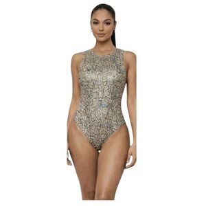 Animal Print Gold Silver Snake Skin Body Suit Size: Medium